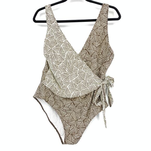 Summersalt The Perfect Wrap One Piece Swimsuit Womens Sz 16 Lines In The Sand